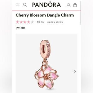 Pandora Cherry Blossom Charm AND Curb Chain Necklace *Rose Gold*